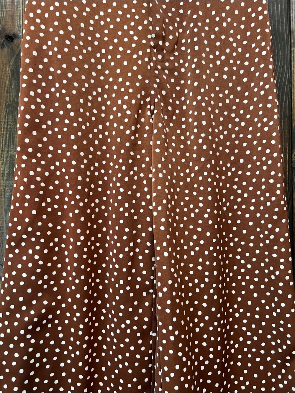 Urban Outfitters Brown Polka Dot Wide Leg Pants XS Satin High Rise Cropped Boho - Picture 4 of 11